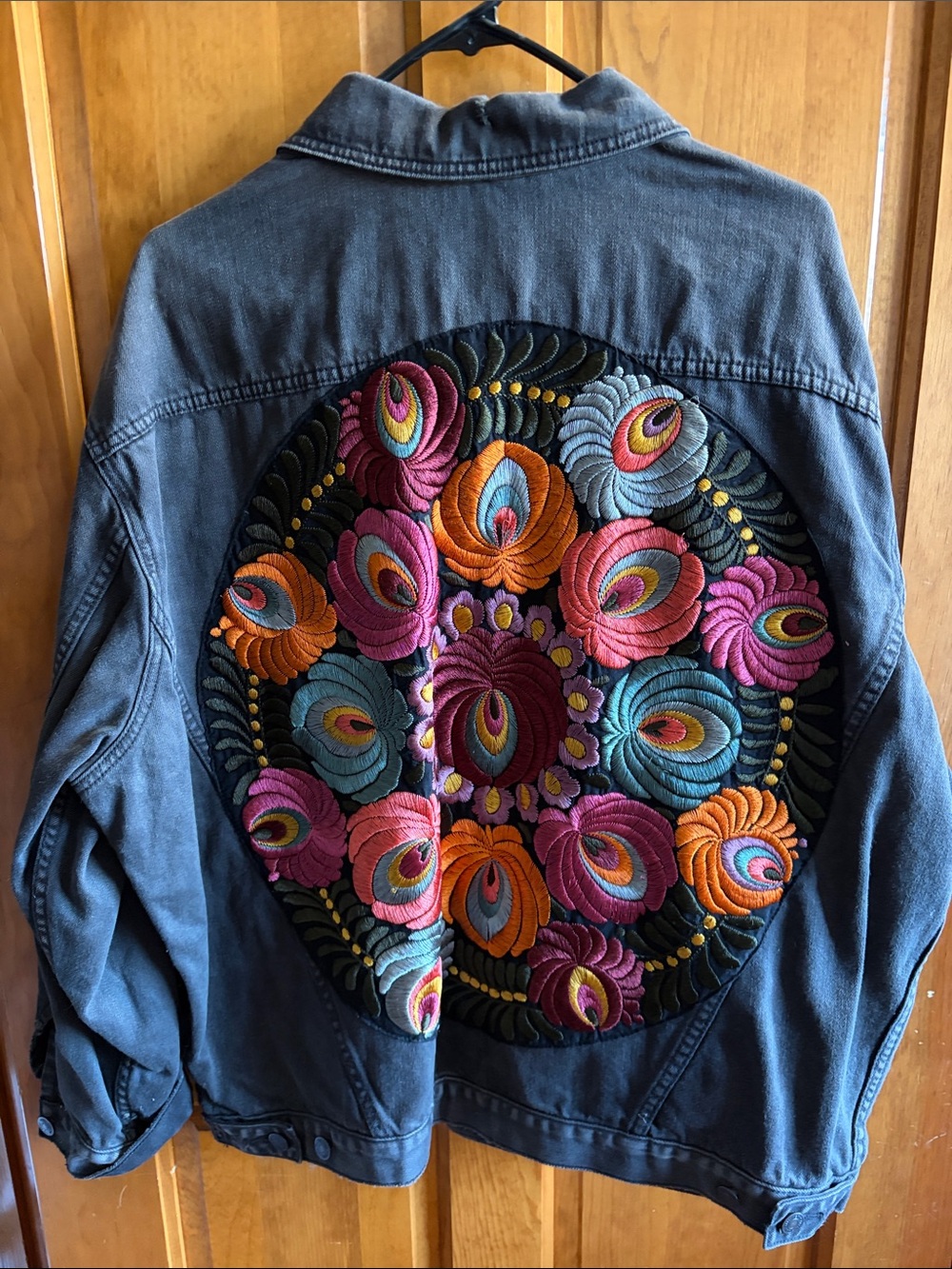 Free People Women's Embroidered Denim Jacket - Floral Medallion